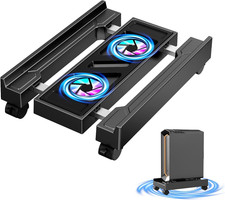 Computer Tower Stand with Cooling Fan, Adjustable Mobile CPU Holder picture