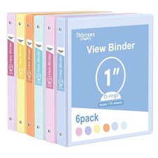 3 Ring Binder 6 Pack 1 Inch 2 Interior Pockets Multicolor G1587K-11-N Clear View picture