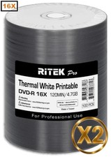 200-Pak Ritek Pro 16X 4.7GB White Thermal Hub Printable DVD-R's in Tapewrap picture