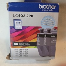 NEW OEM - 2-PACK BROTHER LC402 2PK BLACK Ink Cartridges - 10/2026 picture