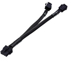 Dual 6 Pin Female to 8 Pin Male GPU Power Adapter Cable Braided Sleeved 9 Inches picture
