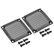 2Pcs 60mm Fan Filter Grills w Screw Aluminum Frame Stainless Steel Mesh Black picture