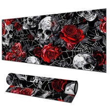 Large Mouse Pad 31.5x11.8 Inch Gaming Mousepad Skull Rose Non-Slip Keyboard D... picture