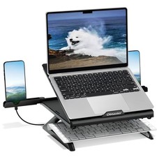 Ergonomic Adjustable Laptop Stand Black Foldable Portable Computer Desk Riser picture