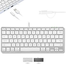 Macally Small Keyboard for Mac with USB Hub (3 Ports) - Wired 2 in 1 Silver  picture