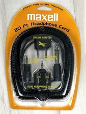MAXELL 20' Coiled HEADPHONE CORD with 4 ADAPTERS HP-20 190399 NIB NEW Sealed picture