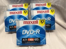 Maxell DVD-R Data Video Disks - Lot Of 5 ( 50 Discs Total) picture