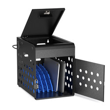 8 Device Laptop Charging Station Locking Tablet Charging Cabinet for iPad, Black picture