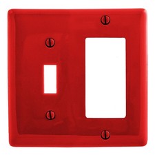 Hubbell NP126R Red 2-Gang Toggle Switch Decorator Unbreakable Standard Wallplate picture