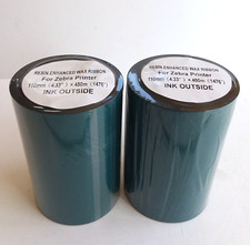 2 Rolls Wax Thermal Transfer Ribbon for Zebra Printer 110mm x 450M 4.33