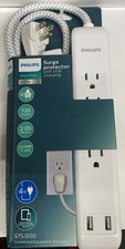 PHILLIPS Surge Protector 4 Outlet 2 USB Power Strip 4ft picture