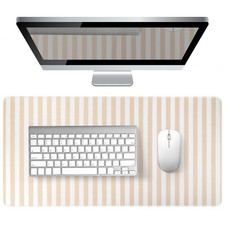Beige Striped Desk Mat Large Mouse Pad Cute Keyboard Computer Protector picture