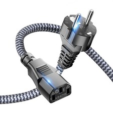 European Power Cord Nylon Braided CEE 7/7 to C13 6.6 FT Monitor PC TV picture