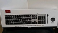 Macally BLSLIMKEYPROSG USB Wired Backlit White LED Keyboard Silver QWERTY Mac picture