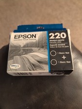 2pk NEW SEAL GENUINE Epson 220 Black Ink Cartridge Exp 3/2025 picture