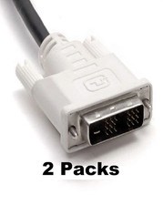 2 Pcs  DVI Cable M-M DVI-D  Long Cord 18-Pin plus 1 Monitor Cable 5FT picture