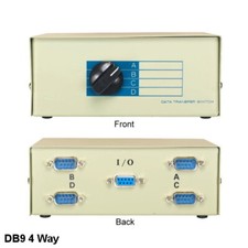 Kentek DB9 Male Manual Data Switch 4 Way Rotary Dail Type RS-232 Serial Printer picture