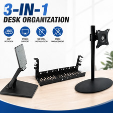 Cable Management Tray+ Monitor Screen Stand Desktop Swivel Mount VESA 75/100 picture