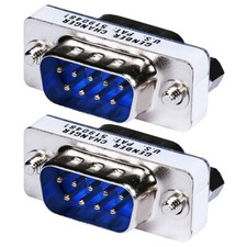 2x DB9 DB 9 RS-232 Male to Male Mini Gender Changer Coupler Adapter Converter picture