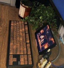 Brand New Custom modded Linky 87 with side printed wooden cherry mx caps picture