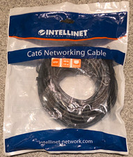 Intellinet Cat6 RJ45 Ethernet Cable 50 ft Black UTP Round Universal Compatible picture