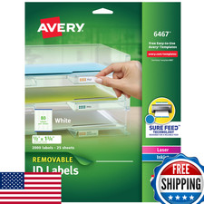 Avery Removable ID Labels, Sure Feed, 0.5