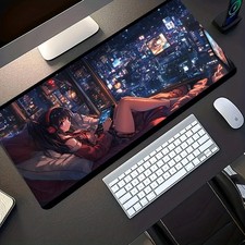 Large Electronic Sports Game Mouse Pad, Girls' Night City Play Game Pattern, N picture