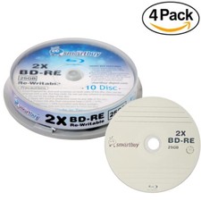 40 Pack Smartbuy 2x 25GB Blue Blu-ray BD-RE Rewritable Branded Logo Blank Disc picture