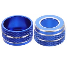 2Pcs Aluminum Blue Car Volume Knob Trim Rings Durable Suitable for Interior picture