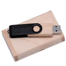 Custom Logo Rotate Metal wood Flash Drives 32GB 64GB 16GB Pen Drive Memory Stick picture