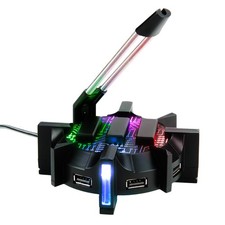 Enhance Pro Gaming Mouse Bungee Cable Holder 4 Port USB Hub with 7 LED Black picture