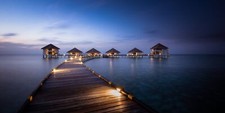 Landscape maldives resort artificial lights walkway sea Custom Gaming Mat Desk picture