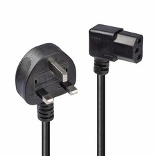 Lindy 30446 1m UK Mains 3 Pin Plug to IEC C13 Right Angled Power Cable, Black picture