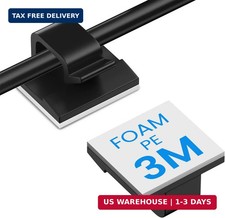 30 Pcs Small Black Adhesive Cable Clips for Cord Management Under Desk Nightstan picture