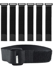 6 Pcs Black Reusable Fastening Cable Ties & Straps Adjustable Hook &Loop Nylon picture
