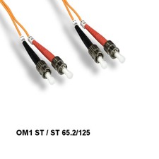 KNTK 33ft OM1 ST/ST Multi-Mode Fiber Cable 62.5/125 Duplex UPC Ethernet Data App picture