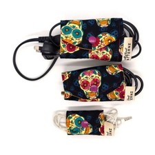 3 Sizes - Fabric Cord Wrap/Keeper - Black Scull picture