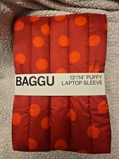 NWT Baggu Puffy Quilted Laptop Sleeve 13/14” RED/ORANGE Polka dots picture