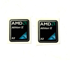 2x AMD Athlon II x2 Laptop/PC Sticker Label Decal Badge 18mm x 22mm picture