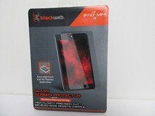 Black Web Glass Screen Protector For Ipad Mini 4 W/ Easy Alignment Tray NEW picture