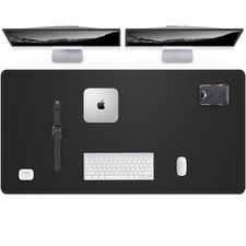48x24 Inch Black Leather Desk Pad Protector Large Mouse Mat Blotter Office picture