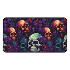 Colorful Skull Pattern Desk Mat | Gothic Gaming Mousepad | Neon Keyboard Mat picture