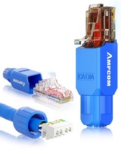 12 PCS RJ45 Connector Tool Free Field Termination Modular Plug Cat6A Blue Ext picture