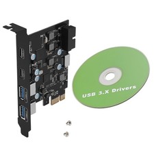 1PC USB 3.0 PCIe 5Gbps Expansion Card 2xUSB-C 2xUSB-A Port Wide Compatibility picture
