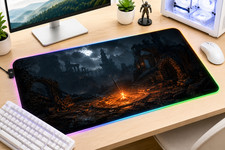 Dark Souls RGB XXL Mouse Pad Gaming Desk Mat Fantasy RPG Bonfire LED picture