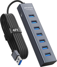 Hub USB 3.0 7 Puertos 4FT Aluminio Adaptador Multipuerto 5Gbps para PC Laptop picture