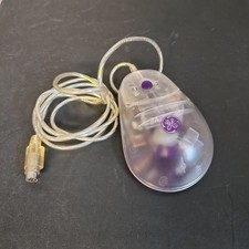 Vintage GE Purple Clear Translucent Wired Computer Mouse PS/2 A3C800A  picture