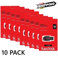 SanDisk Cruzer Blade 64GB USB 2.0 Flash Drive Thumb Drive Memory Stick (10 Pack) picture