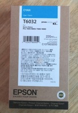 01-2026 NIB  GENUINE EPSON T6032 220ML CYAN INK STYLUS PRO 7800 7880 9800 9880 picture