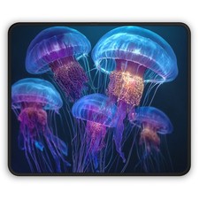Neon Jellyfish Gaming Mouse Pad | Bioluminescent Sea Creatures picture